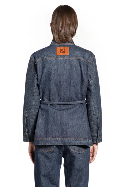 Fendi Go-to Denim Shirt Jacket With Quilted Ff Motif Clothing In Blue