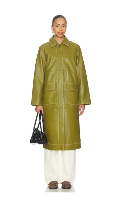 Aligne Mountain Leather Coat In Green
