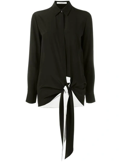 Givenchy Contrast Tie-front Silk Crepe De Chine Blouse In Black