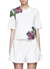 3.1 PHILLIP LIM / フィリップ リム Floral embroidered silk patch cutout T-shirt