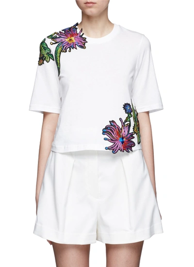 Shop 3.1 Phillip Lim / フィリップ リム Floral Embroidered Silk Patch Cutout T-shirt