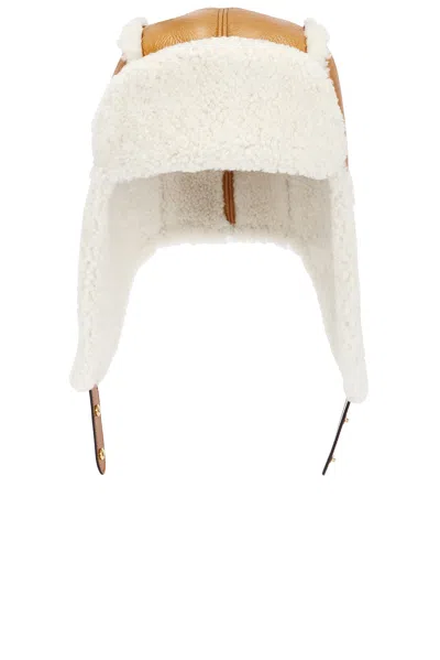 Miu Miu Camel Shearling Hat In Brown