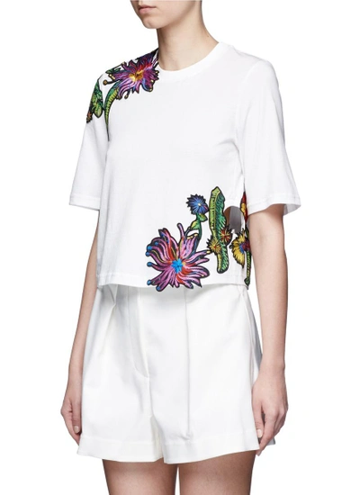 Shop 3.1 Phillip Lim / フィリップ リム Floral Embroidered Silk Patch Cutout T-shirt