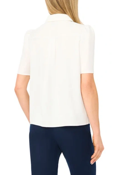Halogenr Halogen(r) Puff Sleeve Button-up Top In White