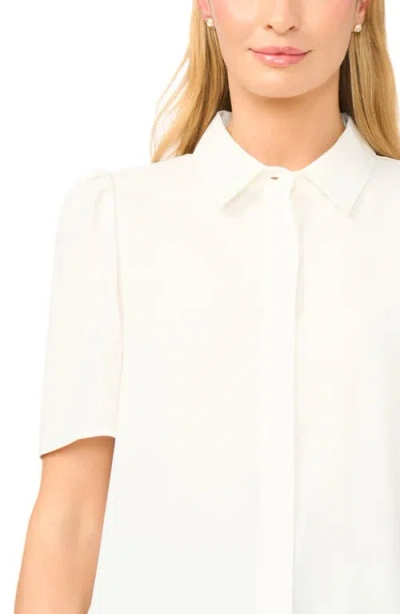 Halogenr Halogen(r) Puff Sleeve Button-up Top In White