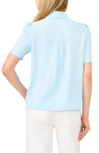 Halogenr Halogen(r) Puff Sleeve Button-up Top In Blue