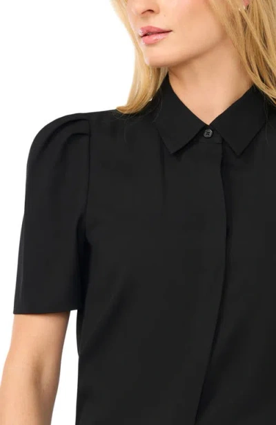 Halogenr Halogen(r) Puff Sleeve Button-up Top In Black