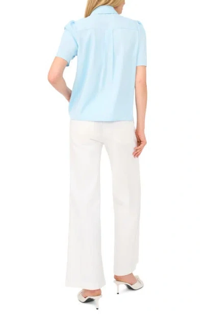 Halogenr Halogen(r) Puff Sleeve Button-up Top In Blue