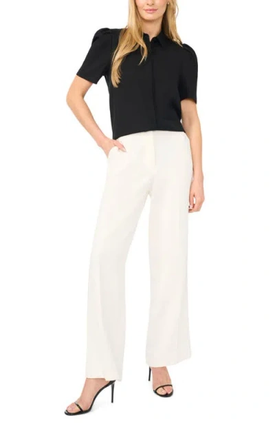 Halogenr Halogen(r) Puff Sleeve Button-up Top In Black