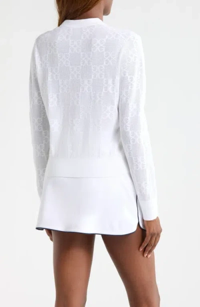G/fore Pointelle Knit Button Front Cardigan In White