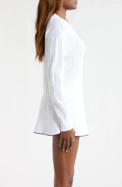 G/fore Pointelle Knit Button Front Cardigan In White