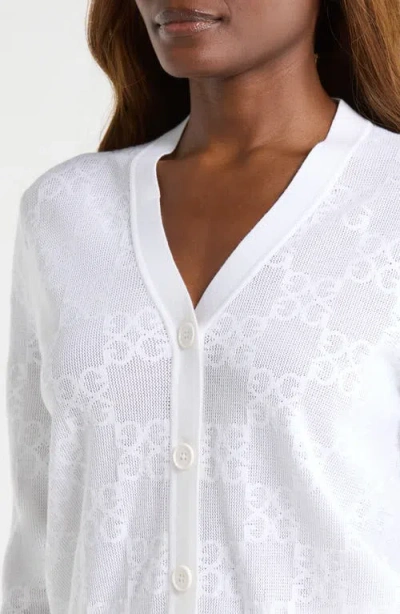 G/fore Pointelle Knit Button Front Cardigan In White