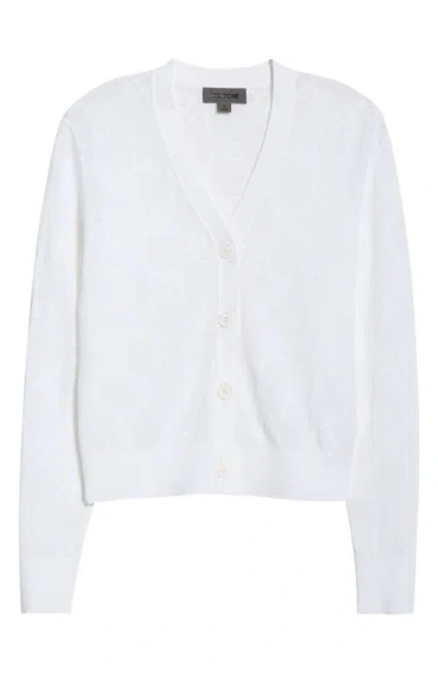 G/fore Pointelle Knit Button Front Cardigan In White