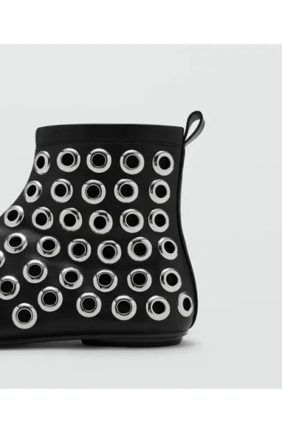 Mango Leather-effect Ankle Boots With Eyelets Black