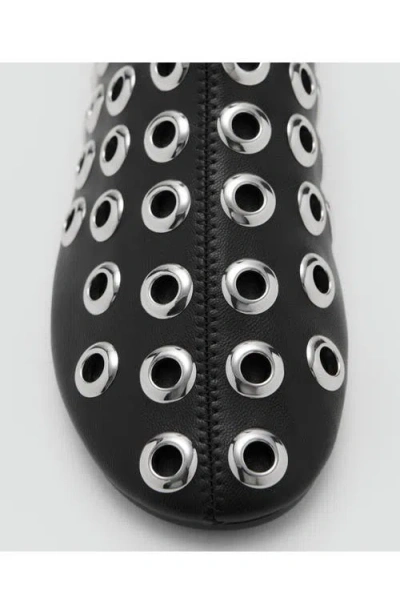 Mango Leather-effect Ankle Boots With Eyelets Black