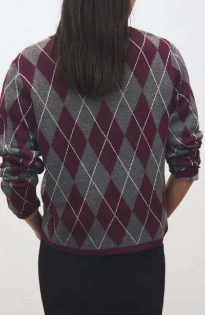 Mango Argyle Crewneck Sweater In Multi