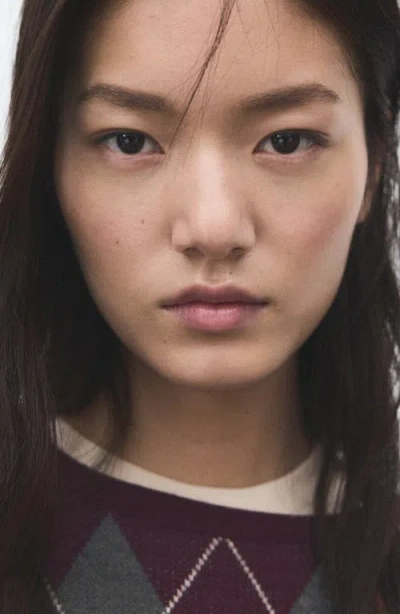 Mango Argyle Crewneck Sweater In Multi