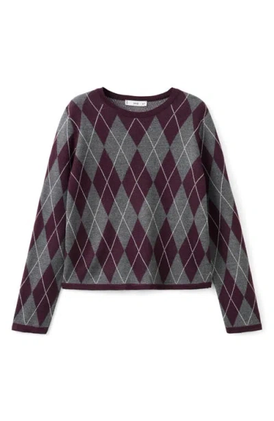 Mango Argyle Crewneck Sweater In Multi
