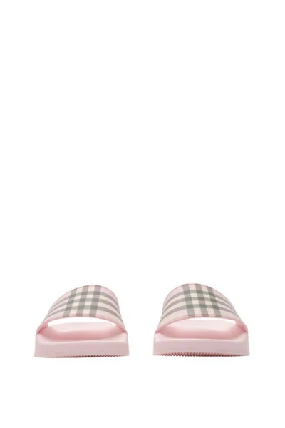Burberry Check Pattern Slide Sandal Open Toe In Pink