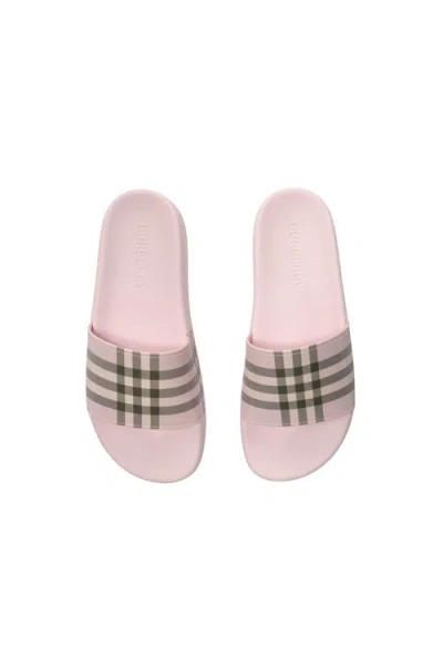 Burberry Check Pattern Slide Sandal Open Toe In Pink