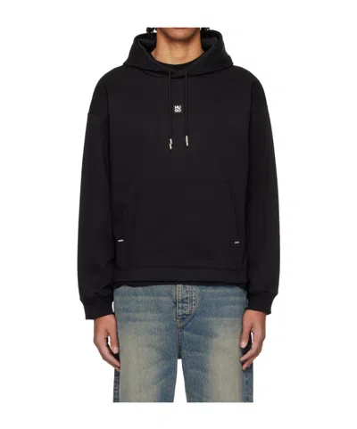 Hugo Boss Mens Medium Grey Branded Relaxed-fit Cotton-blend Hoody Xxl In Black