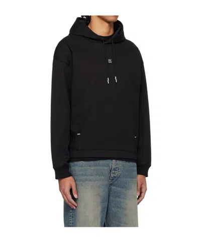Hugo Boss Mens Medium Grey Branded Relaxed-fit Cotton-blend Hoody Xxl In Black