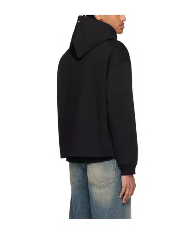 Hugo Boss Mens Medium Grey Branded Relaxed-fit Cotton-blend Hoody Xxl In Black