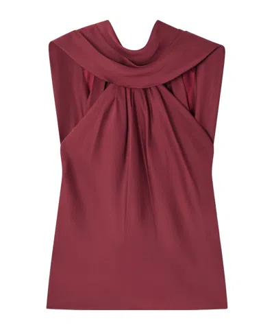 Simkhai Womens Oxblood Scarlett Cape Satin Top In Burgundy