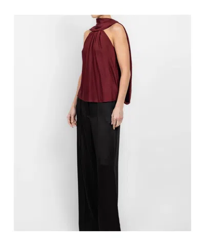 Simkhai Womens Oxblood Scarlett Cape Satin Top In Burgundy