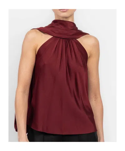 Simkhai Womens Oxblood Scarlett Cape Satin Top In Burgundy