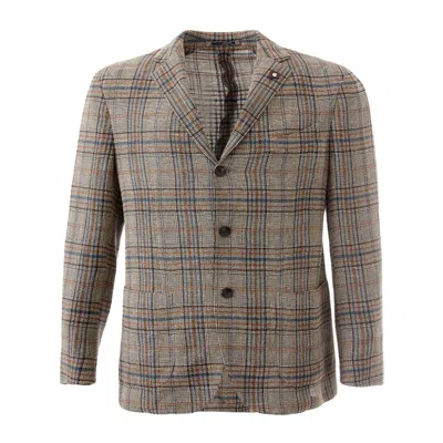 Lardini Elegant Multicolor Linen Jacket In Burgundy