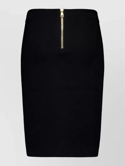 Balmain Knitted Vichy A-line Skirt With Jewel Buttons In Black