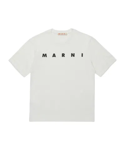 Marni Kids Logo-printed Crewneck T-shirt In White
