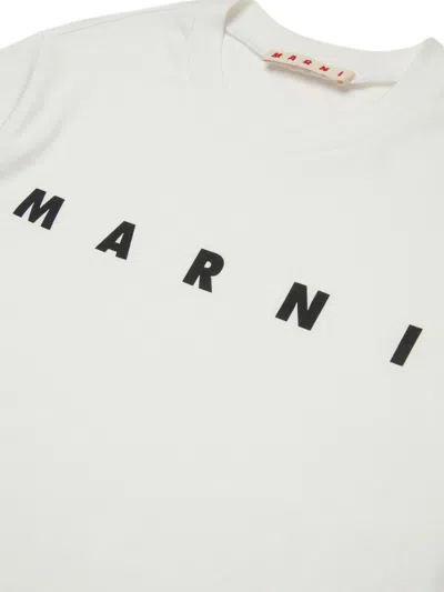 Marni Kids Logo-printed Crewneck T-shirt In White