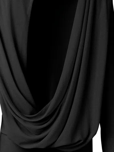 Jacquemus Black La Robe Mistral Crew Neck Dress With Long Sleeves And Open Back In Viscose Blend Women