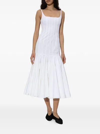 Jacquemus Agave Flared Midi Dress With Square Neckline In White
