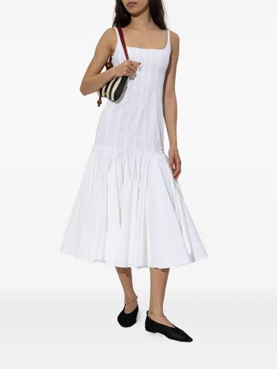 Jacquemus Agave Flared Midi Dress With Square Neckline In White