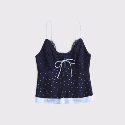 Abercrombie & Fitch Reversible V Neck Lace Cami Top Co-ord In Blue