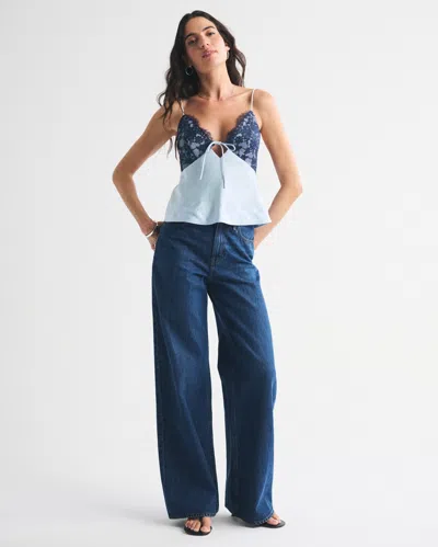 Abercrombie & Fitch Reversible V Neck Lace Cami Top Co-ord In Blue