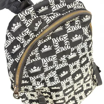 Pre-owned Dolce & Gabbana Black White Nylon Backpack () In Multi