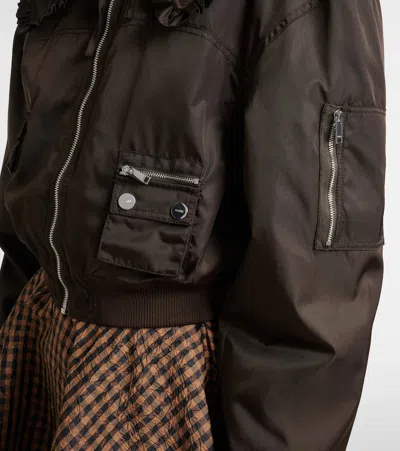 Ganni Duchesse Nylon Bomber Jacket In Brown