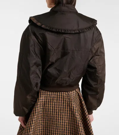 Ganni Duchesse Nylon Bomber Jacket In Brown