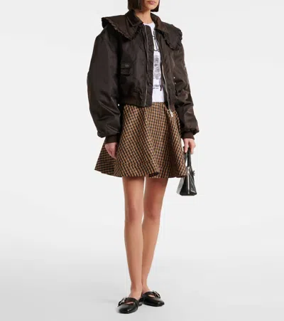 Ganni Duchesse Nylon Bomber Jacket In Brown