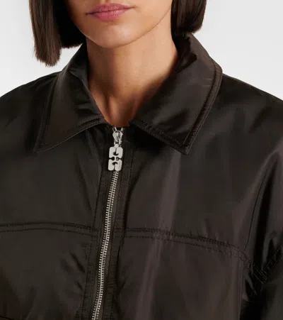 Ganni Duchesse Nylon Bomber Jacket In Brown