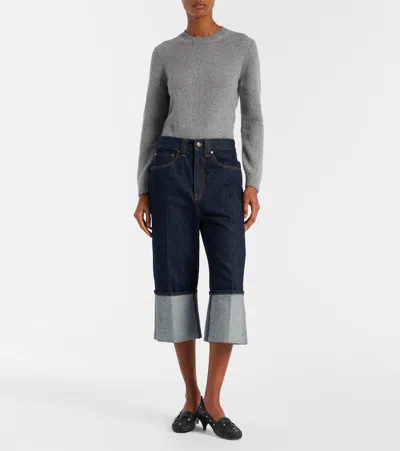 Khaite Boyle Cuffed Straight-leg Capri Jeans In Black