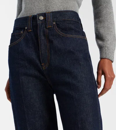 Khaite Boyle Cuffed Straight-leg Capri Jeans In Black