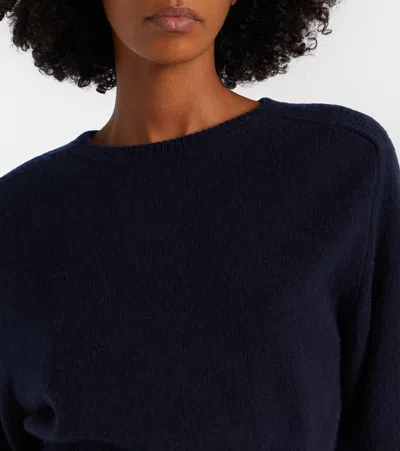 Khaite Lorelai Short Wool And Cashmere Blend Sweater In Blue