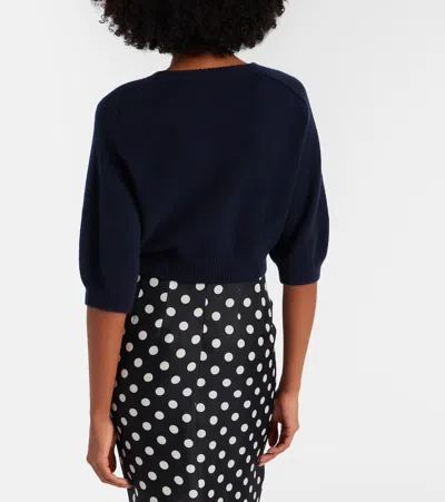 Khaite Lorelai Short Wool And Cashmere Blend Sweater In Blue
