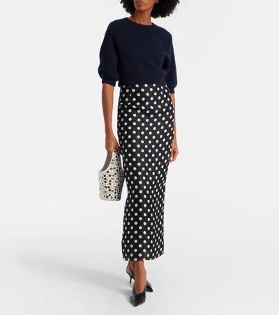 Khaite Lorelai Short Wool And Cashmere Blend Sweater In Blue