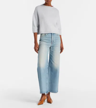 Khaite Margaux Cashmere Crewneck Sweater In White
